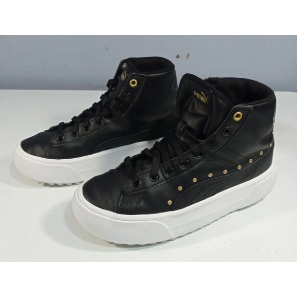 PUMA Shoes - Puma Kaia Mid Stud Shoes Womens Sz 7 Black Gold Platform Sneakers